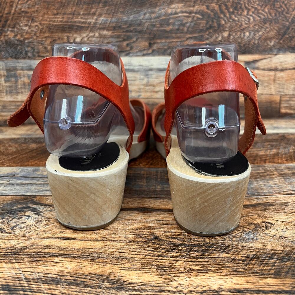 Swedish Hasbeens Magdalena Red Leather Clog Sandals Women's 10 EU 40 Shoes - Picture 4 of 12
